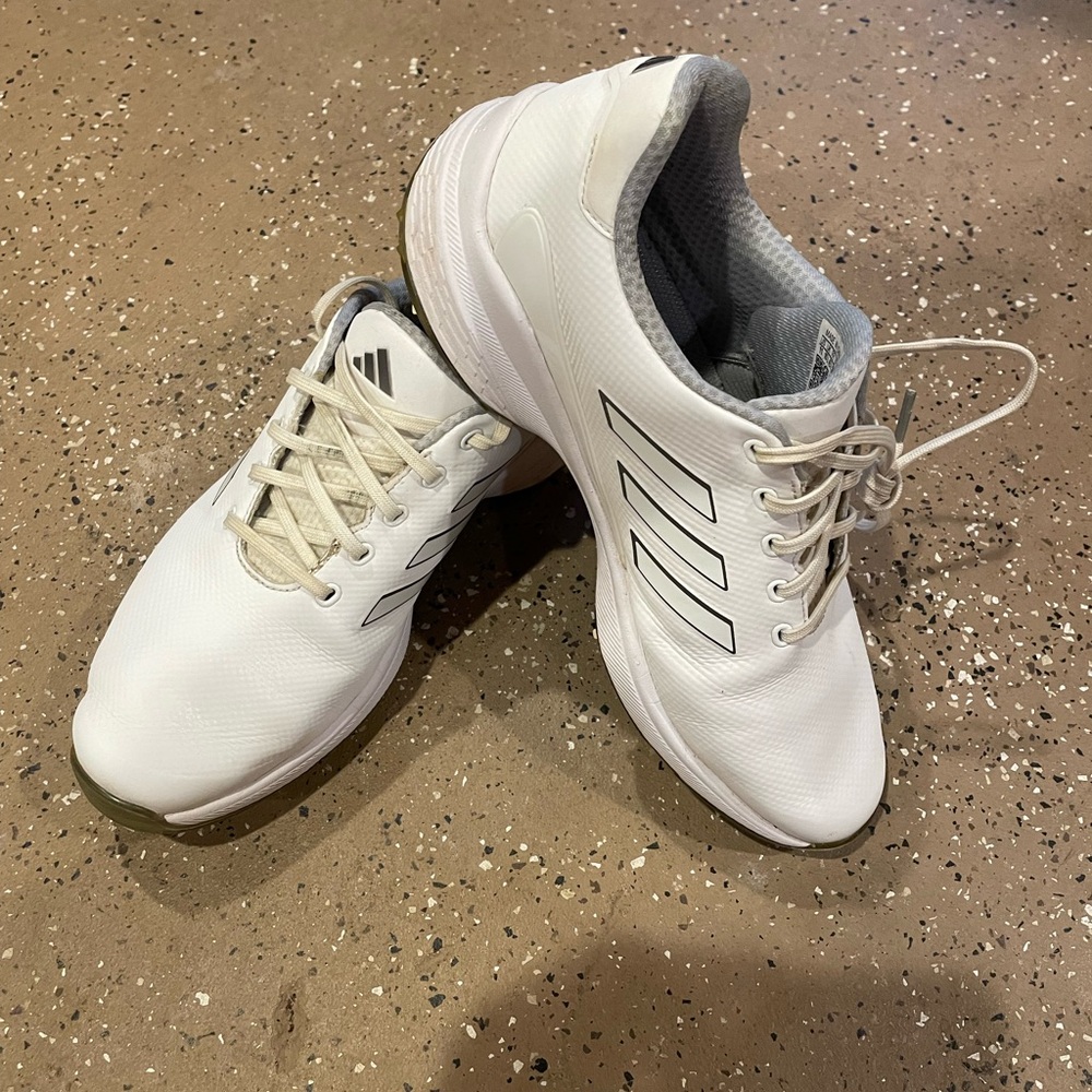 Adidas Gray and White 11 wide golf zg23 Shoes